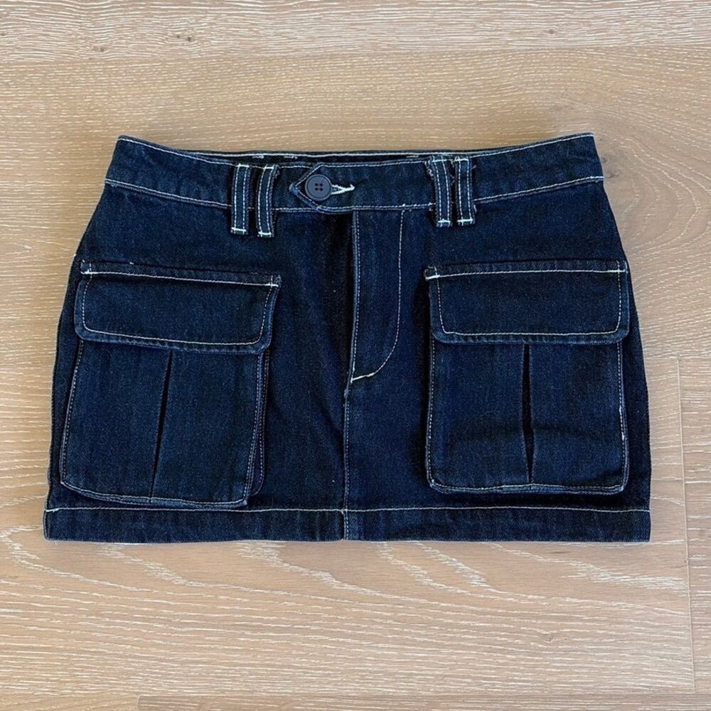 Mistress Rocks Denim Mini Skirt Cargo Size XS Dark Blue